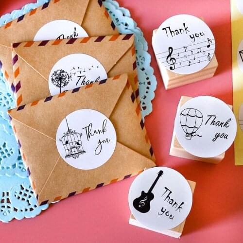 120pcs Brief White Thank You Stickers Cute Dandelion Birdcage Mix Design Scrapbooking Decor Sticker DIY Packaging Sealing Labels