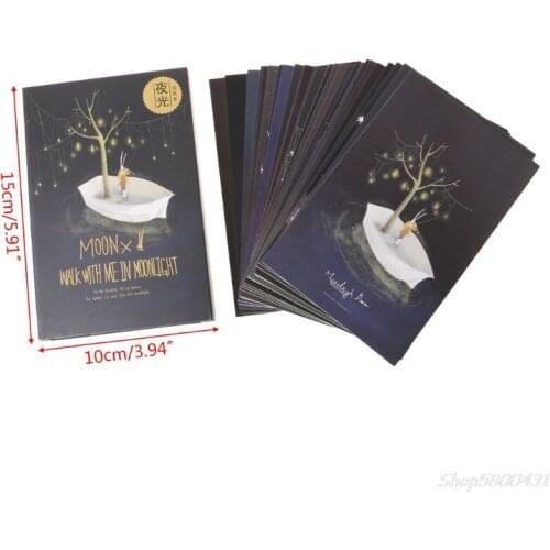 30pcs Vintage Luminous Postcard Glow In The Dark Moon Light Greeting Post Card Novelty Xmas Greeting Cards Gift O21 20 Dropship