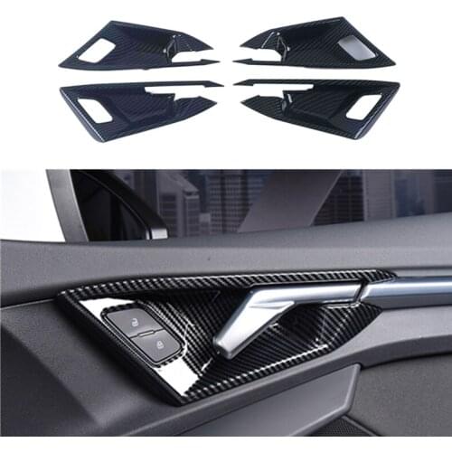 4PCS Carbon Fiber Printed Interior Door Handles Bowls Cover Trim for Audi A3 8Y 2020 2021 2022 Accessories