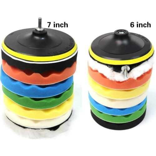8Pcs 6Inch 7Inch Multi-color Sanding Sponge Car Polishing Pads Self-adhesive Waxing Buffing Pad Sponge Kit Abrasive Tool