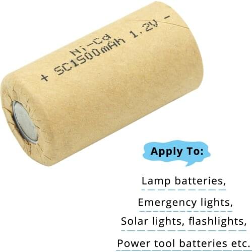 Power Cell Ni CD Ni-cd 1.2v Rechargeable Power Tool Battery Cell SC 1500mAh Discharge Rate 10C-15C