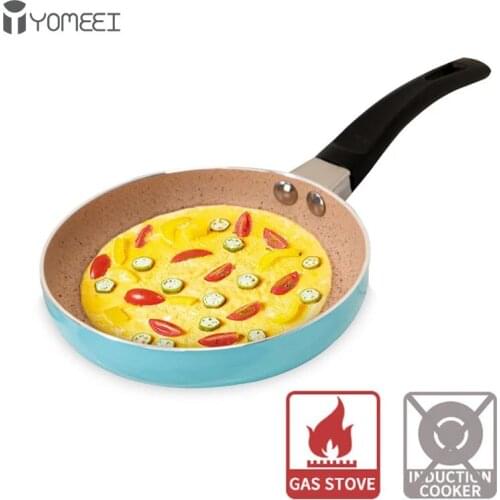YOMEEI 14cm Aluminum Frying Pot Thickened Frying Pancake Steak Omelet Pan Non-stick Pot Cooking Egg Ham Pans Breakfast Maker