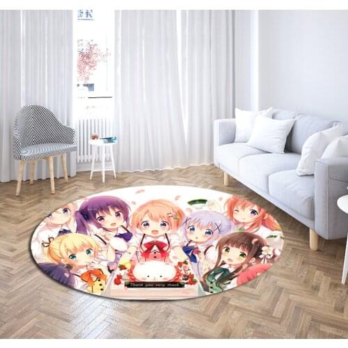 Anime Round Carpet Sexy Loli Print Polyester Area Rugs for Living Room Bedroom Anti Slip Polyester Carpet Computer Chair Mats