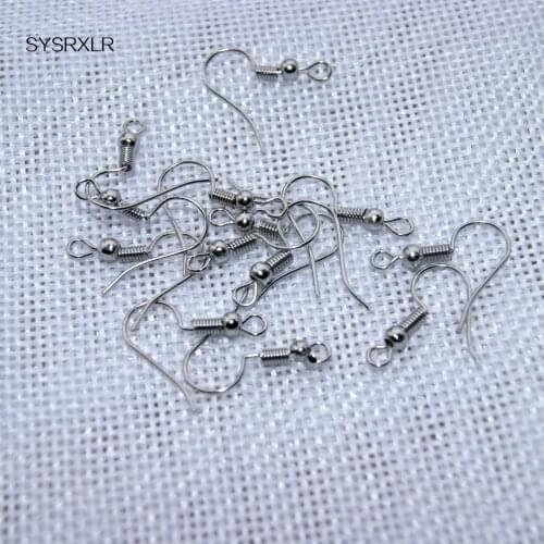 Free Shipping High-Quality 100 PCS/pack Gold Silver Gun Black Hooks Coil Ear Wire Earrings FindingsFor Jewelry Making Craft DIY