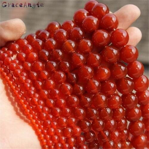 4mm-14mm natural red stone beads Smooth Round Red stripes agata onyx Beads For DIY Jewelry making Necklace Bracelet Top Supplier