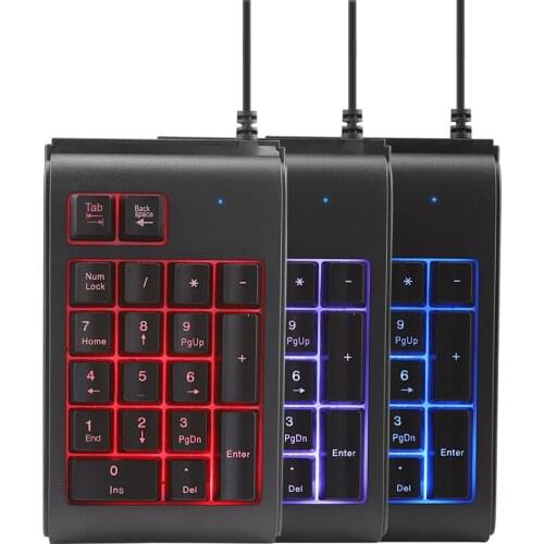 CHYI Mini Numeric Keypad 19 Number keycaps Wired RGB Keyboard Backlight USB Small-Size Digital Keyboard For Laptop Desktop PC