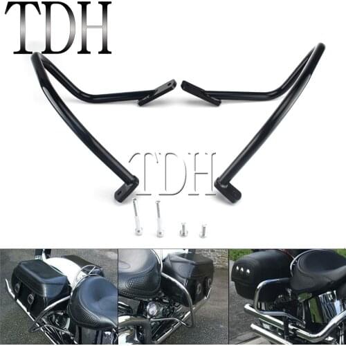 For Harley Softail Deluxe FLSTN 2005-2017 Steel Motorcycle 7/8" Rear Saddlebags Guard Rail Crash Bars Black Saddle Bag Protector