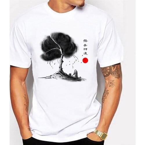 Chinese Style Ink Painting Print Unique Cool The Weeknd T Shirt for Men Summer Short Sleeve Cotton Hip Hop Harajuku T Shirts Men