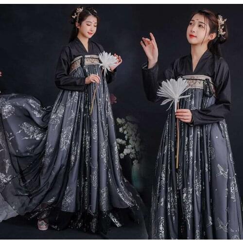 Fancy Sequined Dance Clothes Women Birthday Outfits Red Blue Black Chinese Hanfu Woman Chinese Dress Performance Stage Costume