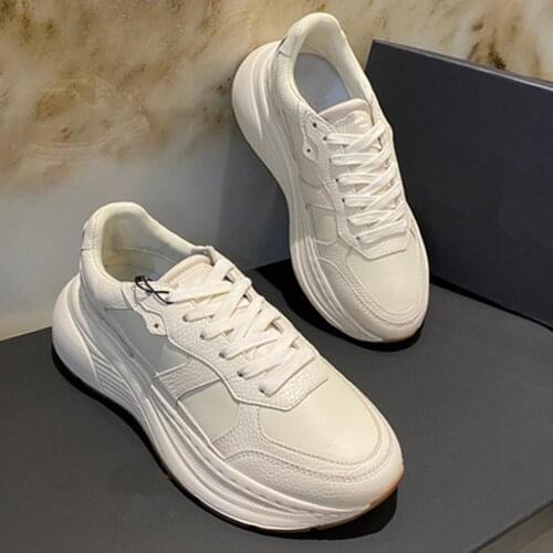Jenny&Dave Sneakers Women Vintage Thick Sole Increase Casual Vulcanized Shoes Women Genuine Leather Soft Shoes Sneakers Women