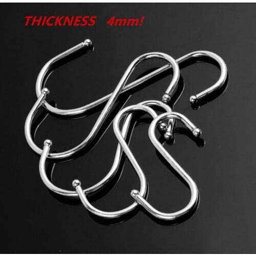 5pcs/lot Stainless Steel S Hook For Kitchenware Tableware Cabinet Storage Hanger Racks Rail Holder With Round Tip
