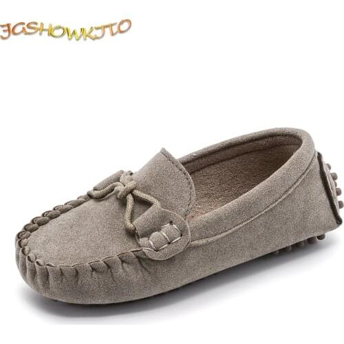 JGSHOWKITO Hot Fashion Kids Shoes For Boys Girls Children Leather Shoes Classical All-match Loafers Baby Toddler Boat Shoes Flat