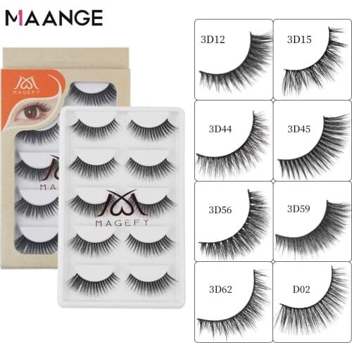 MAANGE 5 Pairs Faux 3D Mink Lashes Fluffy Wispy False Eyelashes Natural Long Eyelash Extension Makeup Fake Lash Synthetic Hair
