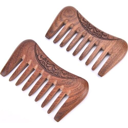 Natural Ebony Anti-static Massage Comb Portable Scalp Massage Wide-toothed Solid Wood Comb Meridian Comb
