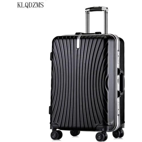 KLQDZMS 20"24inch Fashion Aluminium Frame Luggage Men Women Carry On Spinner PC rolling luggage Trolley Travel Suitcase