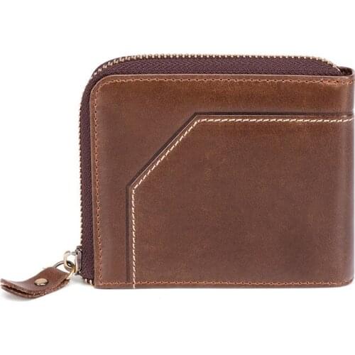 Men short Genuine leather Wallets splice Multi-card bit Zipper Wallet men purse Money Clip ticket holder purses& wallets