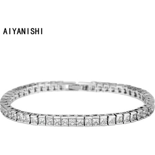 AIYANISHI 18K Gold Filled 4.5mm Tennis Bracelet Iced Out Chain Bracelets For Women Men Tennis Bracelet Chain Homme Jewelry Gifts