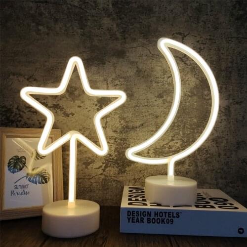New LED Neon Light Moon Wall Art Sign Bedroom Decoration Unicorn Hanging Night Lamp Home Party Holiday Wedding Decor Xmas Gift