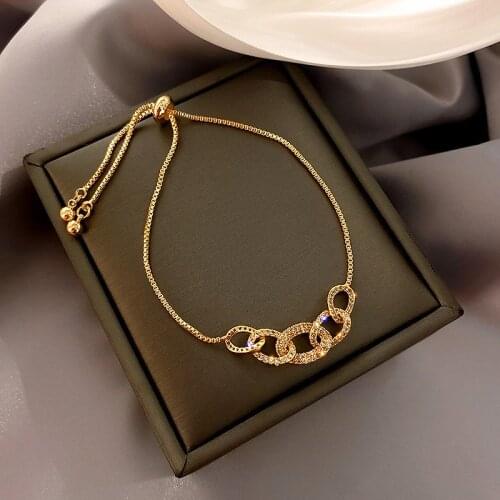 2021 New Luxury Geometric Circle Clasp Bracelet Fashion Korean Women Jewelry Sexy Party Bracelet Student Exquisite Bracelet