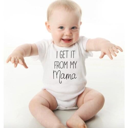 Newborn Baby Clothes I Get It From My Mama Round Neck Letter Print Boys Girls Jumpsuit Kids ToddlerOnesie Outfits