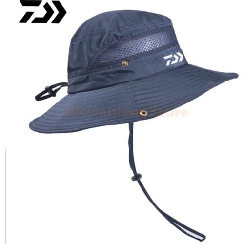 Daiwa Fashion Men Bucket Hats Wide Brim Wind-proof Breathable Summer Panama Hat SPF 30+ UV Protection Fishing Hat Fisherman Cap