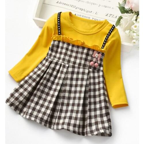 Dress for Girls Clothes Toddler Baby Kids Girls Ruched Ruffles Striped Plaid Dresses Casual Party Princess Dresses 2021 Autumn