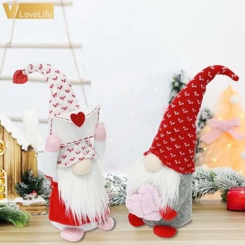 Valentines Gnome Plush Doll Red Heart White Envelop Faceless Doll Holiday Party Decor Wedding Decoration Gifts