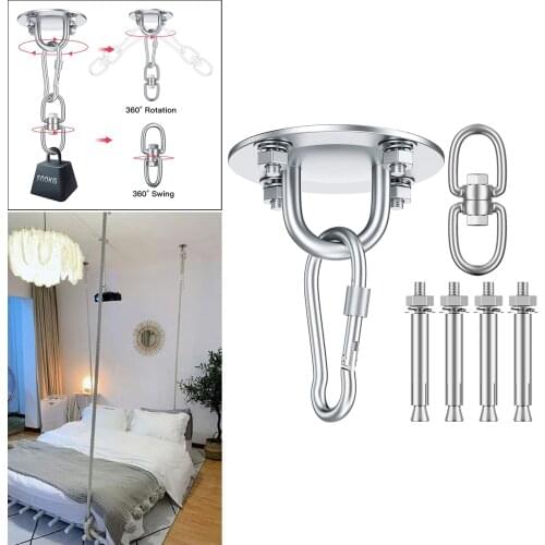 Hammock Chair Ultimate Hanging Kit-Concrete Ceiling and Wooden Beam Hook Heavy Duty Hanger & Swivel Hook Snap