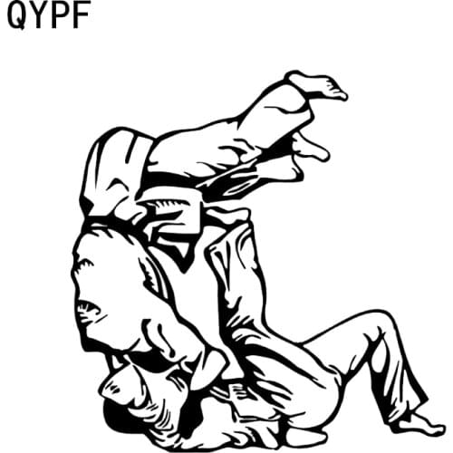QYPF 13.5*13.8CM Interesting Fighting Judo Graphic Car Sticker Reflective Accessories Vinyl Silhouette C16-0367