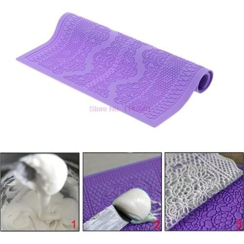 50 pieces Flower Pattern Silicone Mat Fondant Cake Lace Embossed Cake Mold Sugar Lace Mat Cake Decorating Tool Embossing Mat