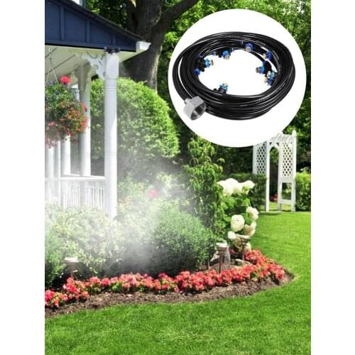 Outdoor Misting Cooling System Kit Greenhouse Garden Patio Watering Irrigation Mister Line For Plant With Misting Nozzle