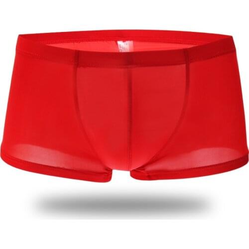 Ice silk ultra-thin nylon Sexy gay Boxers short transparent underwear men body sculpture cool panties Man Sex