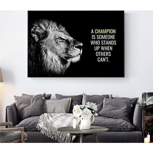 Inspiration Artwork Black Lions with Motivational Quotes Canvas Posters Wall Paintings Prints for Modern Home Office Wall Decor