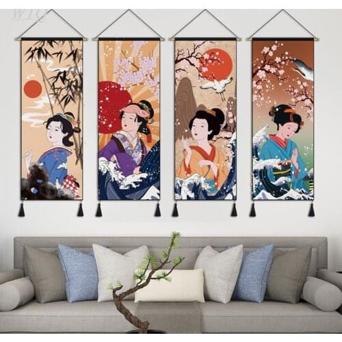 Japanese Style Geisha Woman Ukiyoe Retro Poster Canvas Painting Wall Decor Poster Wall Art Picture Room Decor Home Decor