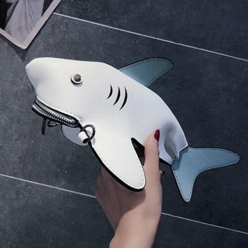 Funny Shark Women Shoulder Bags Cartoon Chain Messenger Bag Ladies Lovely PU leather Phone Bag Crossobdy Bags Bolsas Feminina