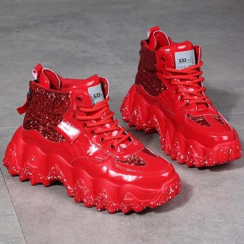 Spring and autumn new starry sky womens shoes fashion trend thick-soled increased sneakers high-top lace-up casual shoes