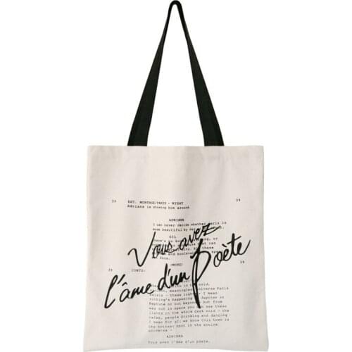 2019 Women Canvas Bags Eco Reusable Shopping Bags With Zipper Foldable Shoulder Bag Girls Students Casual Handbag Tote