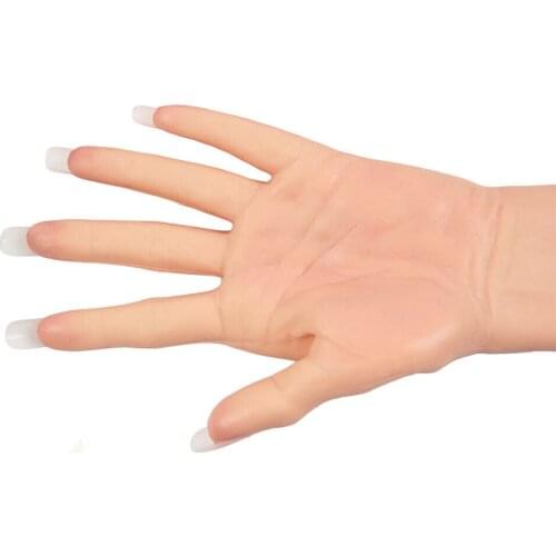 3Color 60CM Simulation Female Silicone Prosthesis Gloves with nail Fake Hands Cover False Artificial Skin Sleeve Arm Beauty tool