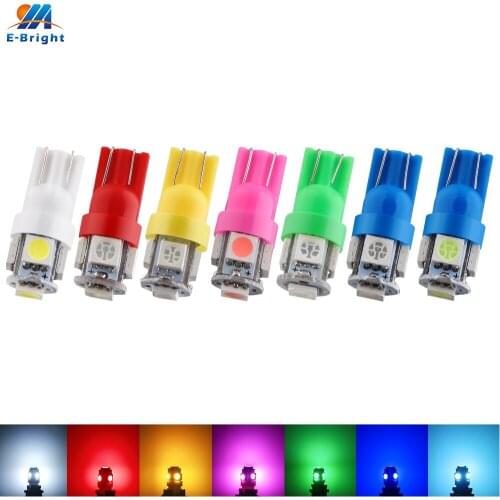 4X DC12V T10 LED 5050 5 SMD W5W 194 168 LED Car Bulbs Clearance Width Door Side marker Reading Light White Amber Blue red green