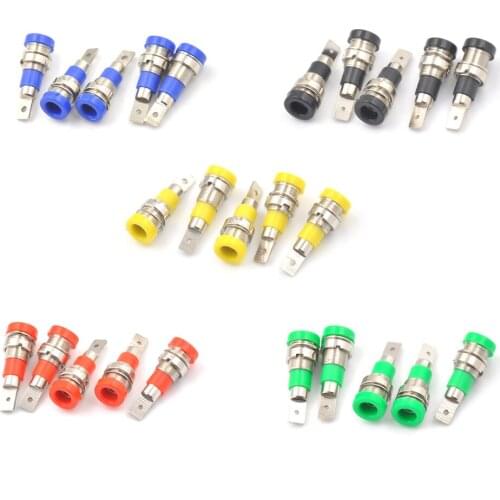 5Pcs Brass 4mm Banana Plugs Female 30-60VDC Jack Socket Plug Wire Connector 5 Colors