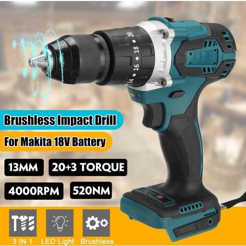 3 in 1 Brushless Electric Drill Electric Screwdriver Battery 13mm 20+3 Torque Cordless Impact Drill For Makita 18V Battery