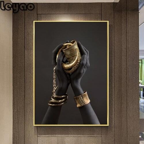 5d Diamond Embroidery Sale Diamond Mosaic Picture of Rhinestone Diamond Painting Full Set black Womans Hand With Gold Jewelry