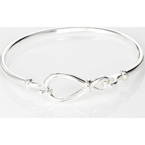 Free Shipping Authentic 925 Sterling Silver Chunky Infinity Knot Bangle Fit Original Charms For Women DIY Jewelry S925 Bracelets