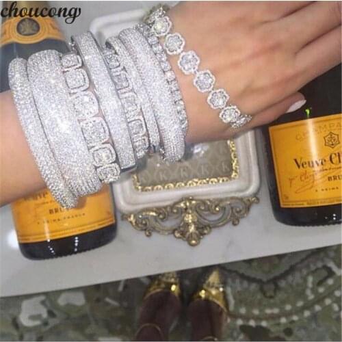 Choucong 27 Styles Handmade bangle 5A cubic zirconia White Gold Filled Party bracelets Bangles for women men wedding accessaries