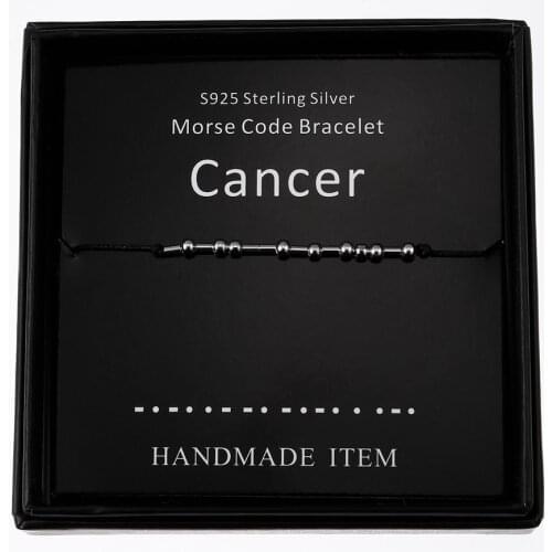 Cancer Morse Code Bracelets Handmade Zodiac Beads on Silk Cord Secret Message Bracelet Birthday Gift