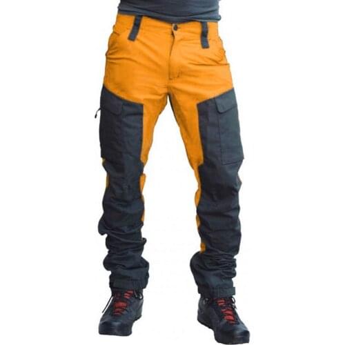 Male Pants Fashion Cool Color Block Multi Pockets Color Block Multi Pockets Sports Long Cargo Pants Work Trousers Plus Size