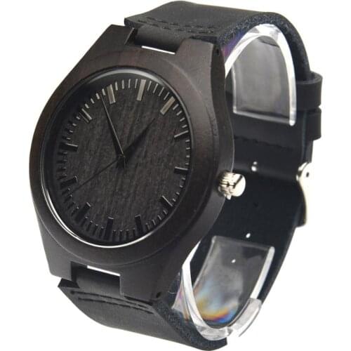 Wood Watch,Engraved Leather Band Wooden Wristwatch,Gift for Son,Husband,Boyfriend,Mum on his Birthday,Christmas Day,Fathers Day