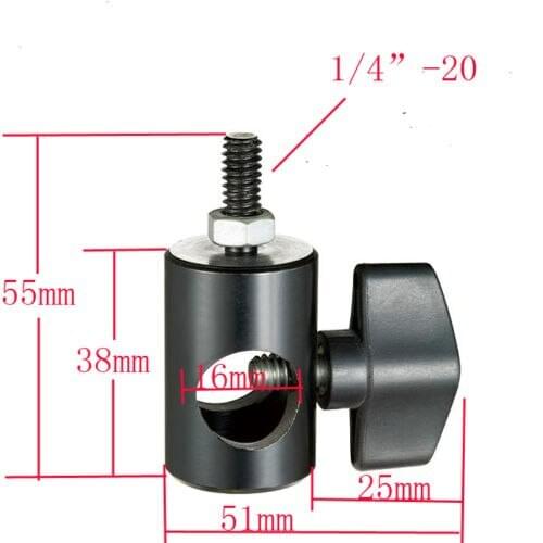 Two way lock adaptor can hold 16mm rod and assembly with 1/4"-20 male thread