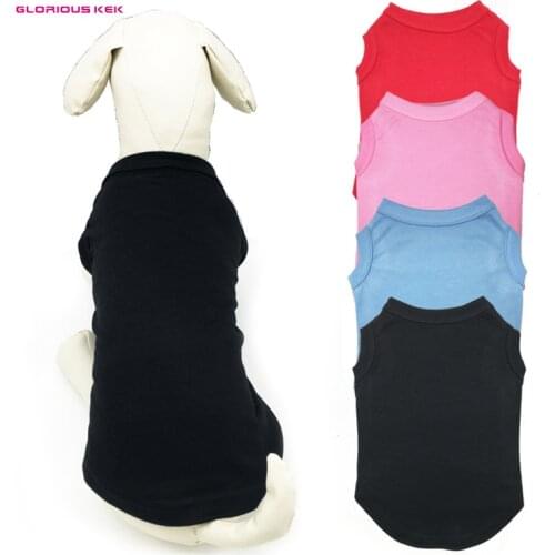 GLORIOUS KEK With Tracking Number Basic Breathable Cotton Plain Dog T Shirt Vest Solid Dog Tank Shirt Blank in Multi-Colors