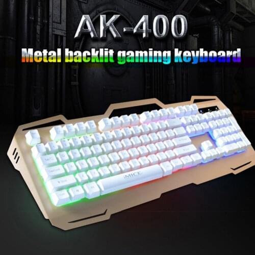 2021 AK-400 Backlight Keyboard Colorful with LED Light Computer Accessories Gamer Keyboard with Liquid Diversion Hole for Home